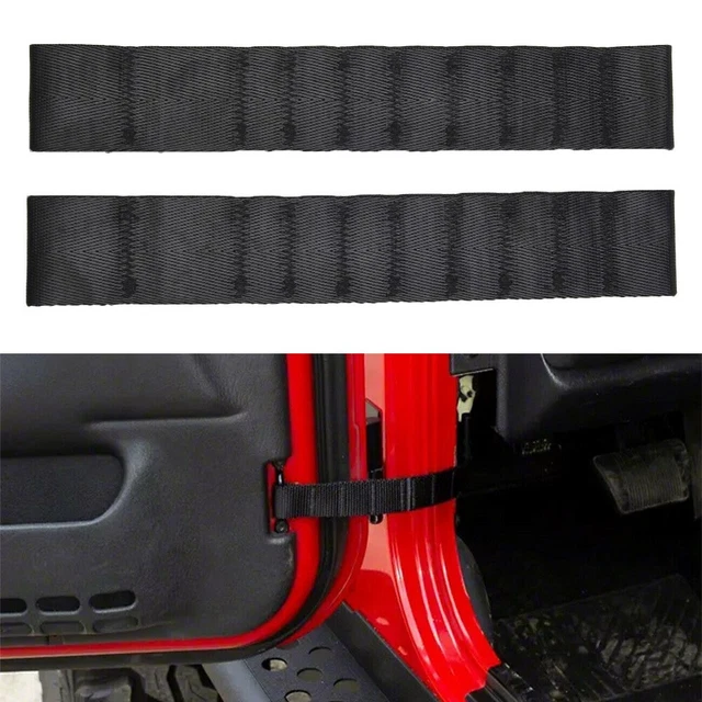 Cinghie di limitazione porte resistenti per Jeep Wrangler TJ JK JKU JL JLU nero