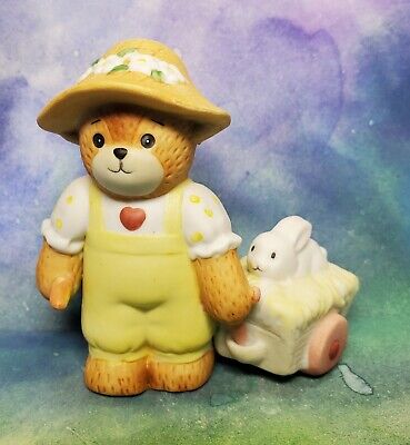Enesco Lucy and Me Lucy Rigg farmer bear with bunny in wagon