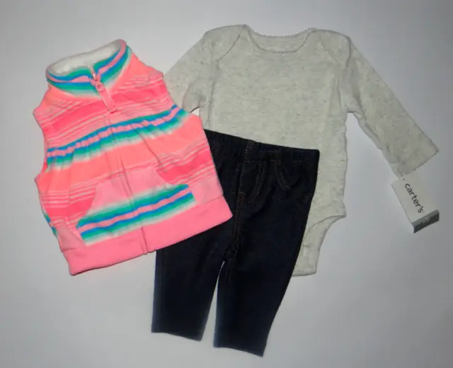 NWT, Baby girl clothes, Newborn, Carter's 3 piece vest set/ *SALE*