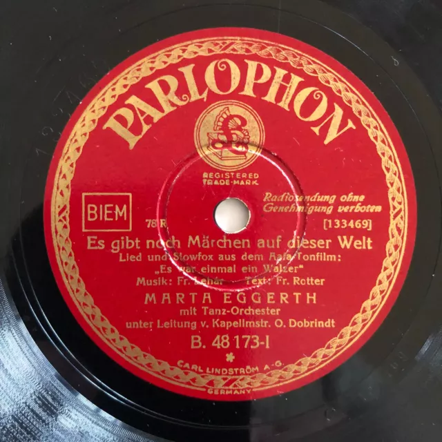 78 rpm MARTA EGGERTH/DOBRINDT "Es gibt noch Märchen auf dieser..." SLOWFOX 1932