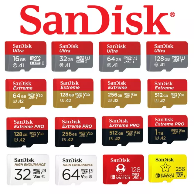 Micro SD Card SanDisk 32GB 64GB 128G 256G 512G 1TB Ultra Extreme Pro Memory Card