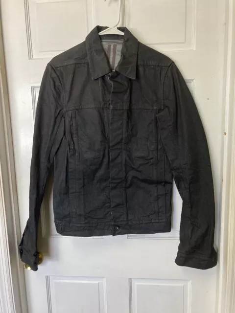 Rick Owens Drkshdw Worker Jacket in Raw Blue Denim Size US Small