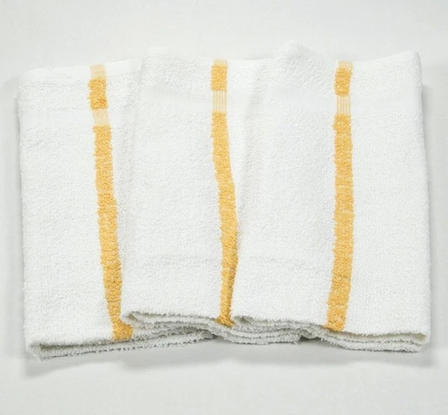 60-Gold Stripe Bar Towels (Kitchen/Restaurant Cleaning) 33oz
