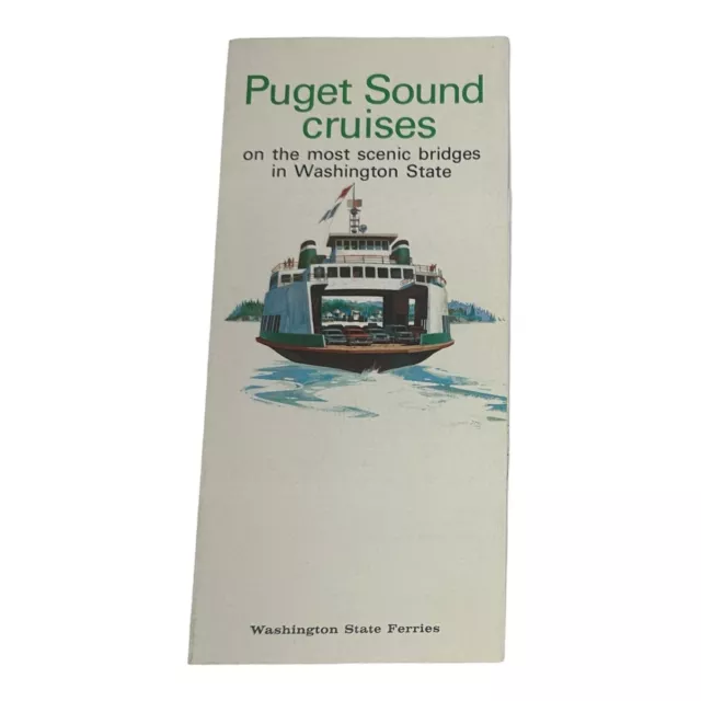Vintage Washington State Ferry Cruises on Puget Sound Travel Brochure 60’s Map