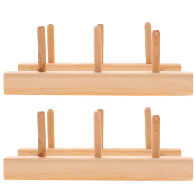 2 piezas soporte de hilo de coser de madera soporte de hilo estante de almacenamiento soporte de madera bobinas de bordado