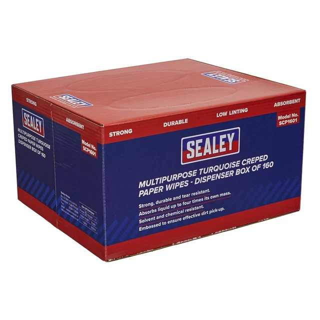 Sealey SCP1601 Multiuso Carta Salviette Dispenser Scatola Creped 69gsm 160 Fogli