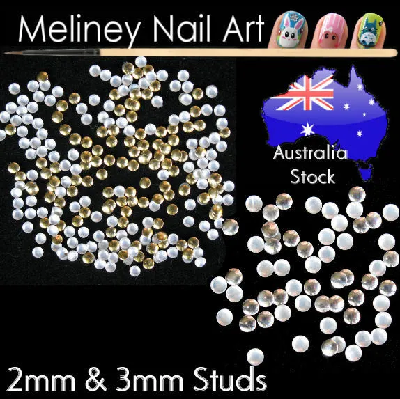 2mm & 3mm Studs for nail art and craft projects DIY decal decoration silver gold
