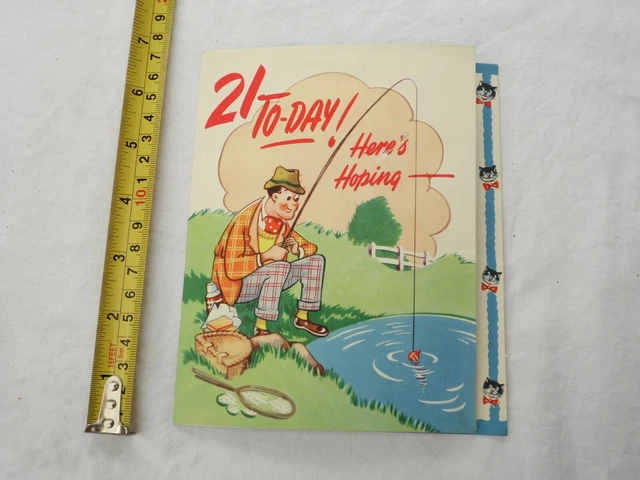 USED vintage 1950s 21st BIRTHDAY greeting card scrapbook