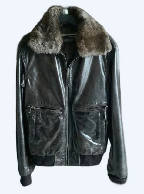 Veste En Cuir Redskins – Doublure Sherling, Style USA Rétro, Taille M – Occasion Parfait état