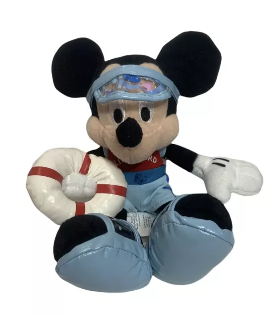 Disney Store Lifeguard Mickey with Visor & Life Preserver Ring 9" Bean Plush NWT