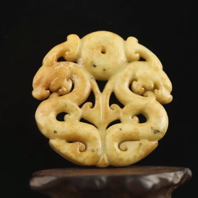 China old natural jade hand-carved statue dragon pendant