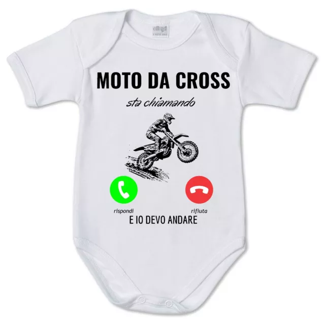 Body tutina per neonati con stampa divertente moto da cross sta chiamando regalo