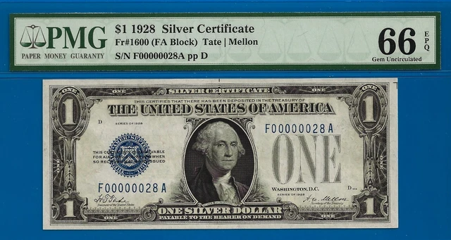 Near TOP POP ✅1928 $1 S/C ➡️ 2nd Finest 🔴 2 Digit # 28 ⬅️ PMG 66EPQ - FA Block 2