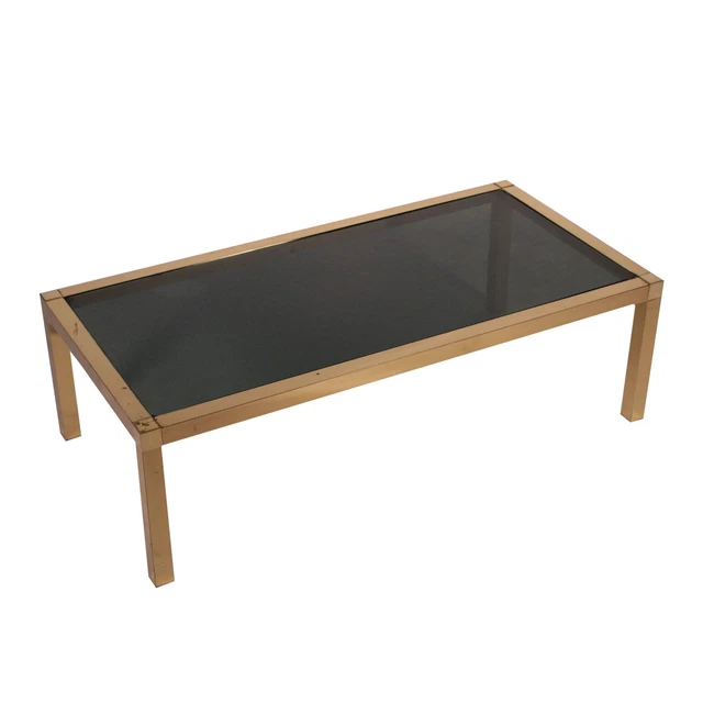 Tavolino da Centro Vintage Anni 80 Vetro Fume Ottone Modernariato Italiano