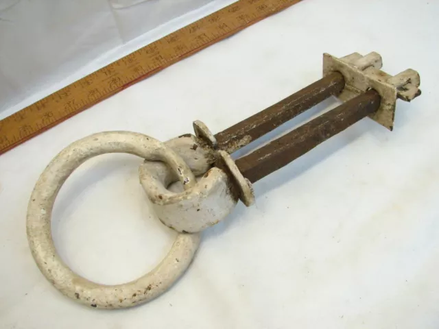 Antique Blacksmith Hand Forged Horse Hitching Post Ring Barn Farm Equestrian