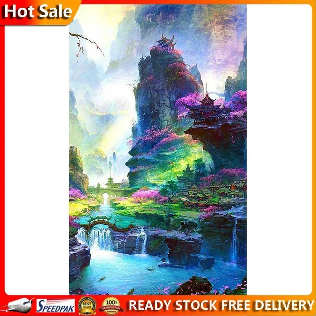 Idyllic Landscape 5D DIY Full Round Diamond Painting Rhinestone Decor Beadwork @
