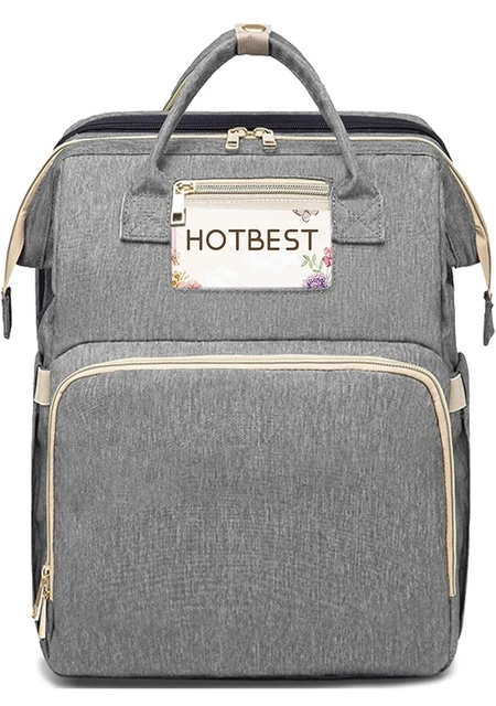 HOTBEST 3-in-1 Travel Foldable Baby Bed Diaper Bag Backpack Bassine Gray