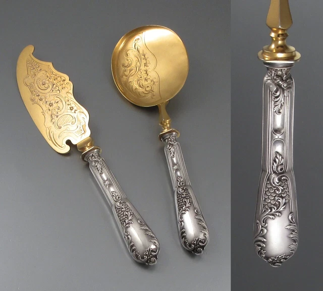 Antique French Sterling Silver Clad Ice Cream Serving set Henri Lapeyre