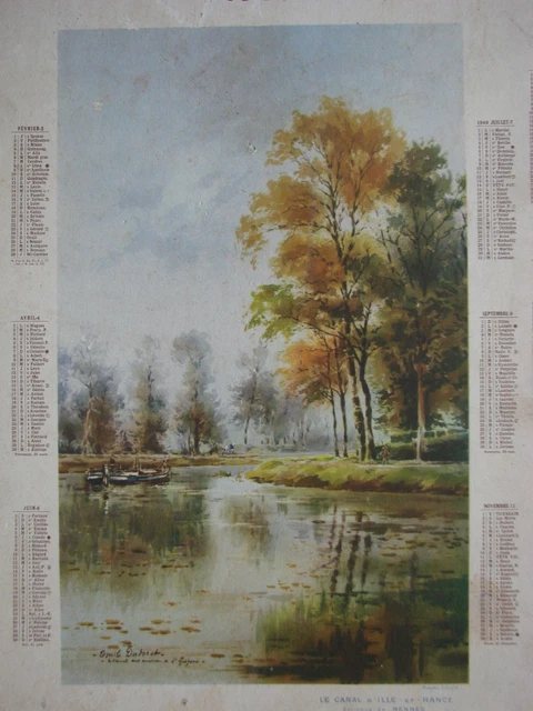 CALENDRIER 1940 LE Canal D 'ille-et-Rance Aquarelle DUDORET Rennes St ...