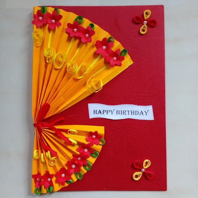 HANDMADE PAPER QUILLING Lovely Greeting Card For Happy Birthday From