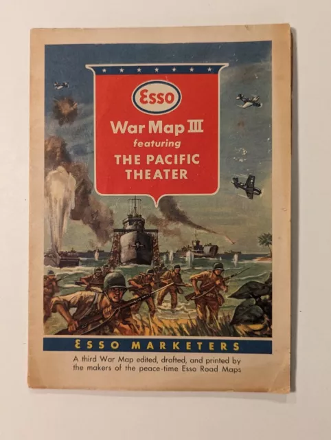 Vintage ESSO War Map III THE PACIFIC THEATER World War II - 1940s