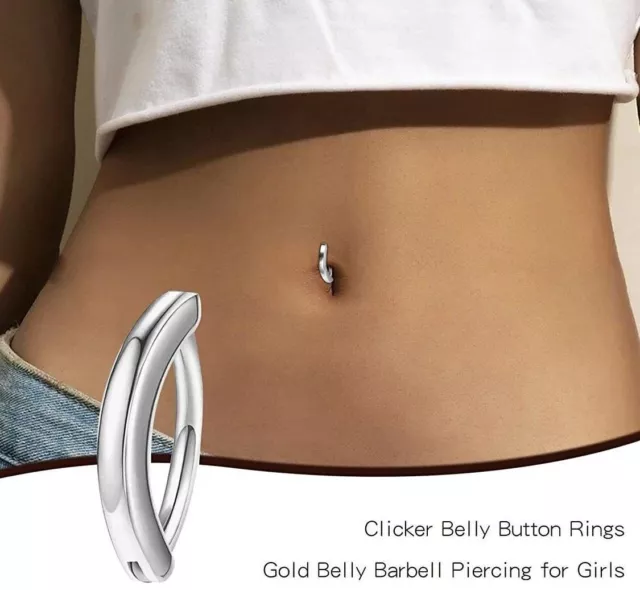 Simple 14G 3/8" 1/2" Titanium Hinged Clicker Navel Hoop Belly Button Buckle Ring