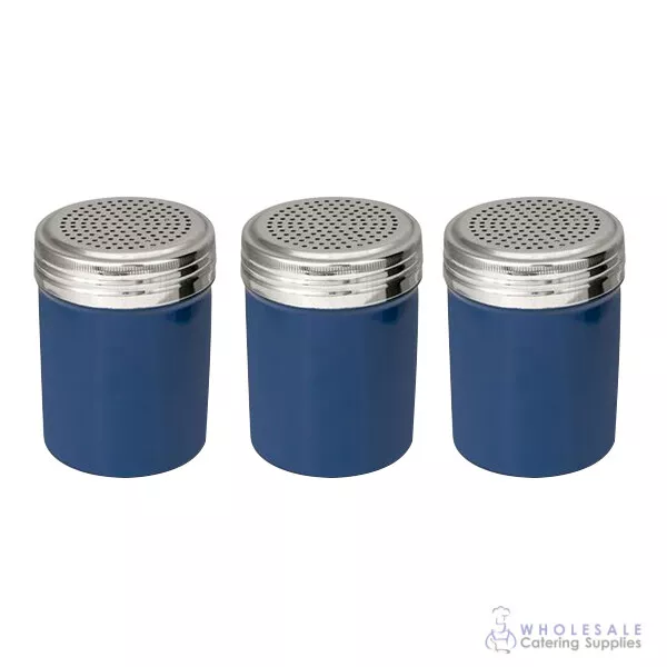 3x Salt Dredge 285mL Blue Colour Coded Seasoning Shaker Sugar Spice Pepper Cocoa