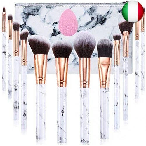 Pennelli Make Up Start Makers12Pcs Set di Pennelli Per Trucco in Marmo Con