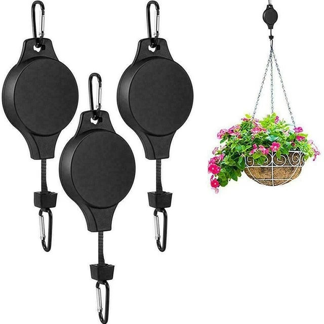 Retractable Pulley Hook Hanging Pull Down Hanger Garden Flower Plant US