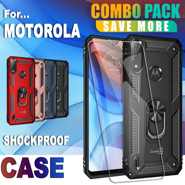 For Motorola Moto E7 & E7 Power Magnetic Ring Case Heavy Duty Shockproof Cover