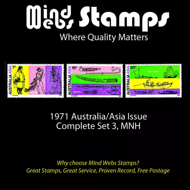 Australian Decimal Stamps 1971 Australia/Asia, Complete Set 3, MNH - POPULAR LOT