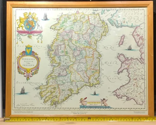 Willem & Johan Blaeu map-Ireland/Hibernia 1635 framed/glazed 54x44cm
