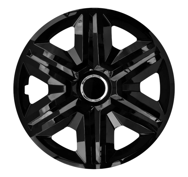 16 Inch Wheel Trim Set Gloss Black Set of 4 Univers Hub Caps Covers [FAST Black]