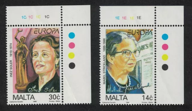 Malta Europa Famous Donna 2v Angoli Def 1996 nuovo nuovo di zecca sg#1016-1017