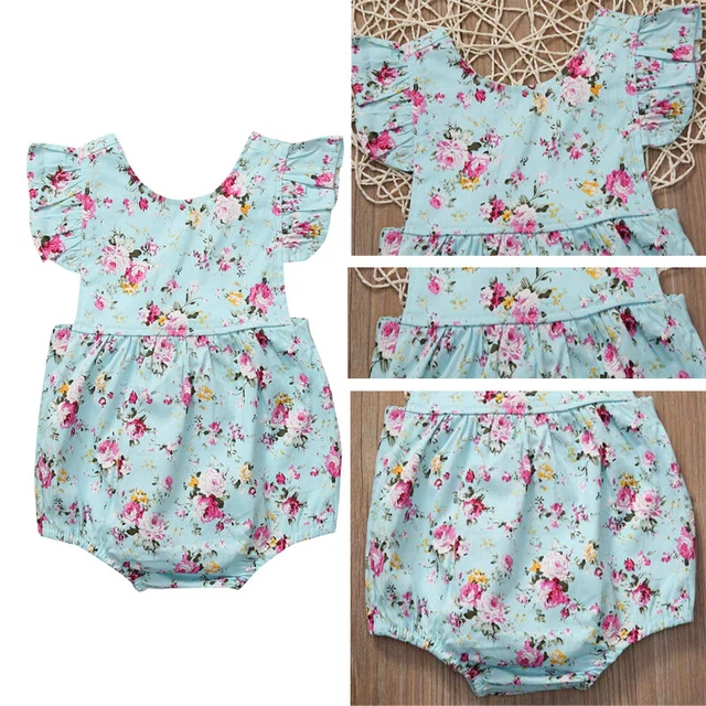Tuta floreale neonata bambina neonata tuta da sole abiti estivi 0-18 M