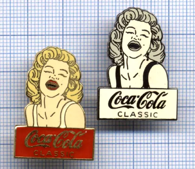 Lot of 2 Pin's COCA COLA Classic Marilyn Monroe / Cinema Pin Up Drink / Movies