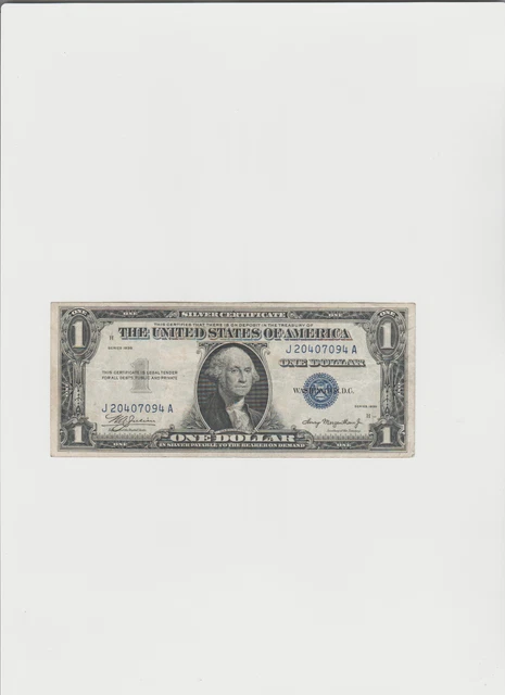 1935 Plain $1 Dollar Silver Certificate ( Double Date ) Block J-A , circulated