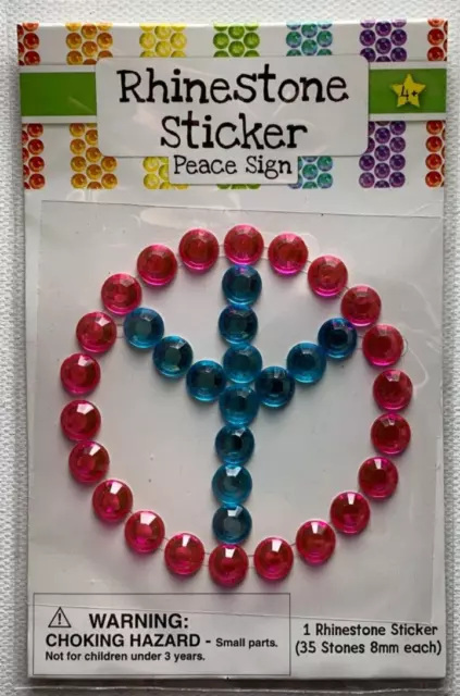 Rhinestone Peace Sign Sticker Scrapbook Arts Crafts Kids 35 Stones Pink Blue New