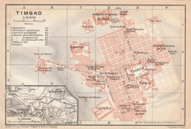 Timgad Original  Map  1929 ALGERIA