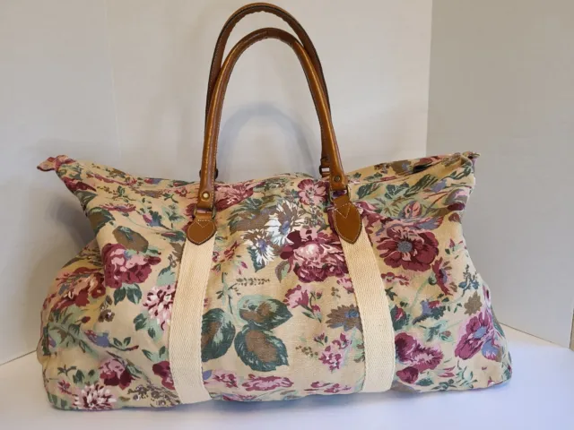 Vintage Y2K GITANO Floral Canvas Tapestry Tote Duffel Bag Luggage Carry On