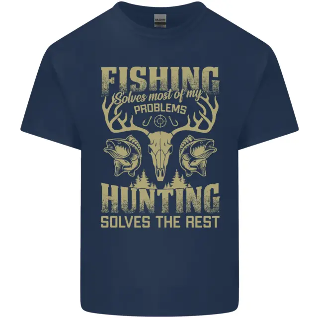 T-shirt da pesca e caccia pescatore cacciatore divertente da uomo cotone 2