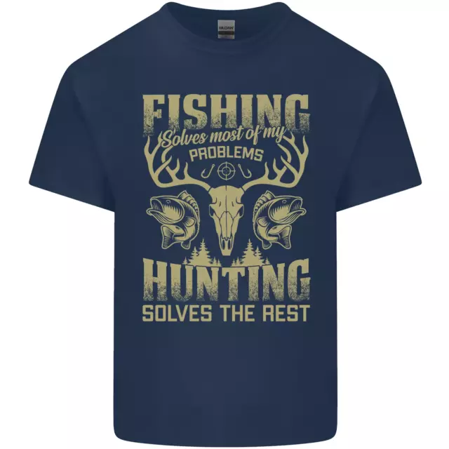 T-shirt da pesca e caccia pescatore cacciatore divertente da uomo cotone 2