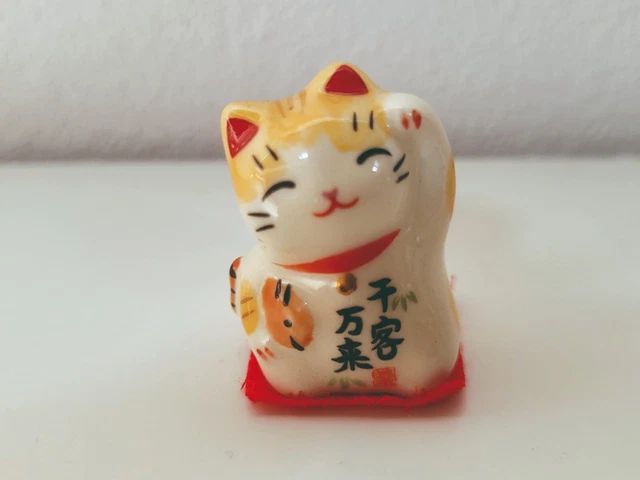 2 Gatti Maneki Neko In Ceramica - Portafortuna Giapponese 7x7 Cm - Foto 5