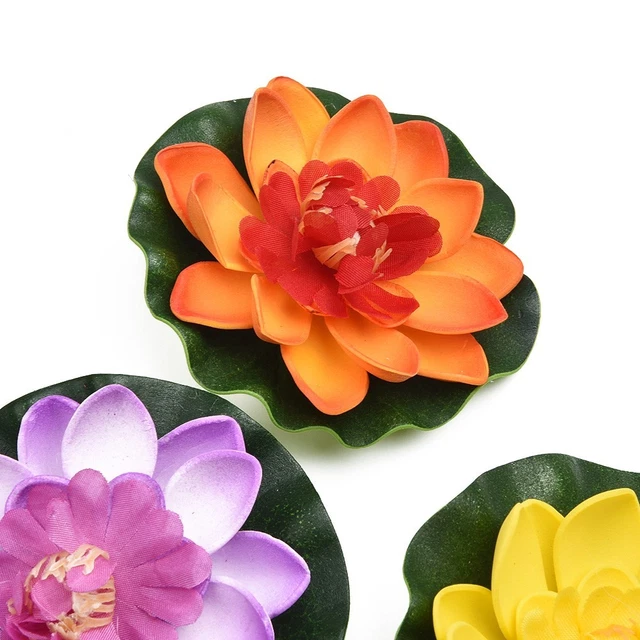 Feuilles De Lotus Flottantes Artificielles Lot De 9 Feuilles De Lotus Flottantes + 12 Grenouilles Décoratives – étang, Aquarium, Jardin, Piscine – Réalistes, En Plastique