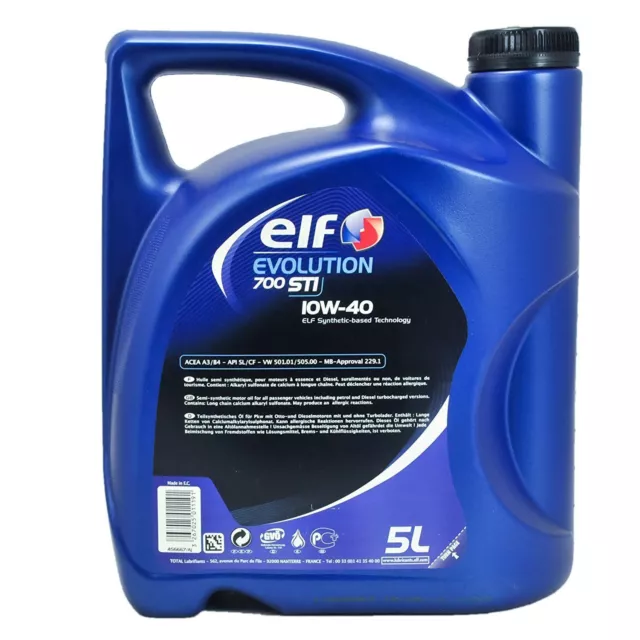 Aceite Para Coche Elf Evolution 700 Sti 10W40 5L Lubricante Para Motor Garrafa 2