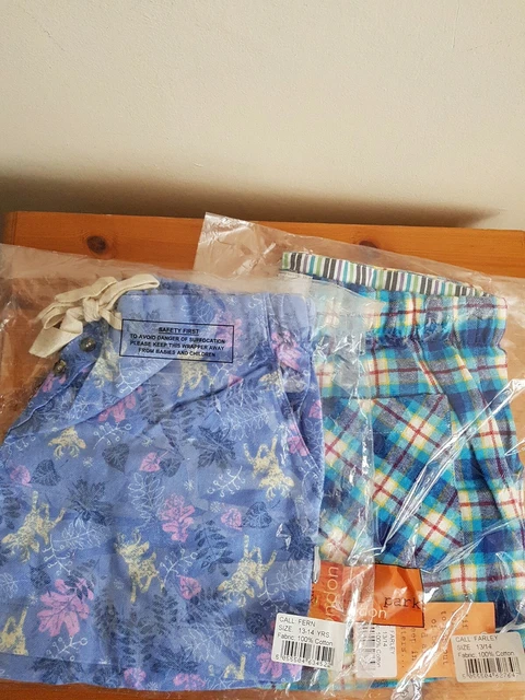 2 x pantaloncini Mini Vanilla London ragazze 13-14 anni cotone spazzolato nuovi in borsa