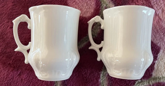 2 Cups DEMI-TASSE chocolate Giraud Limoges France Porcelain WHITE