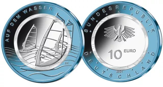 10 Euro BRD Deutschland 2021 bfr Auf dem Wasser Luft bewegt Niob Polymer G