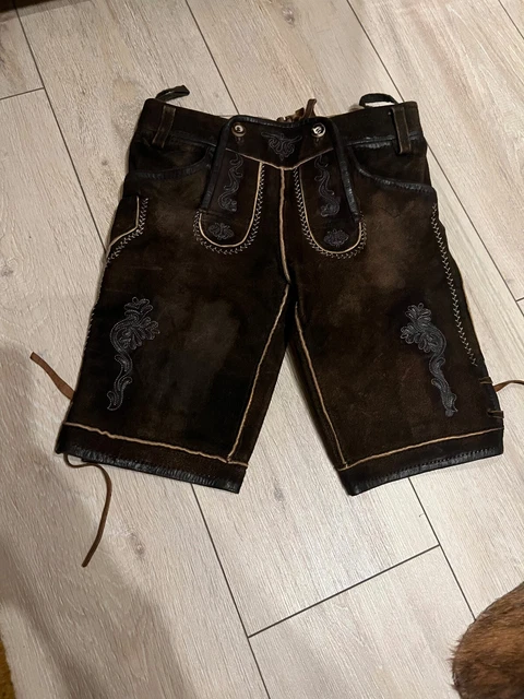 Pantaloni folcloristici ragazzi pantaloncini in pelle taglia 104 marroni e scarpe taglia 28, 29