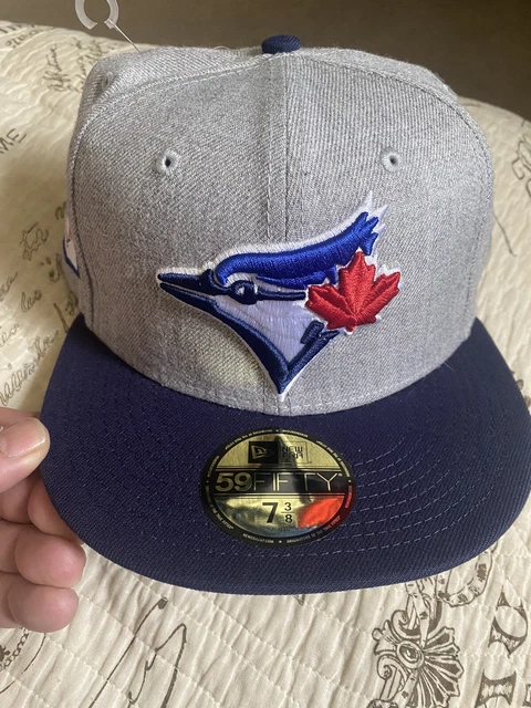 New Era 59Fifty TORONTO BLUE JAYS Heather Patch Baseball Fitted Gray Hat 7 3/8